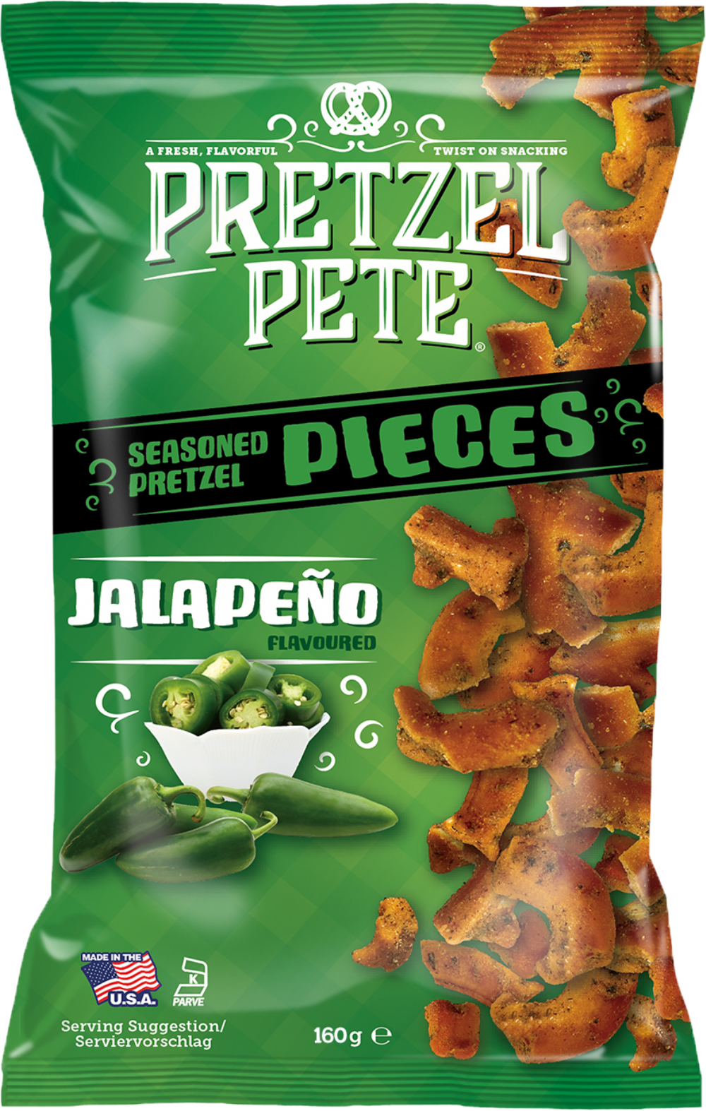 Pretzel Pete Pretzel Pieces - Jalapeno 160g